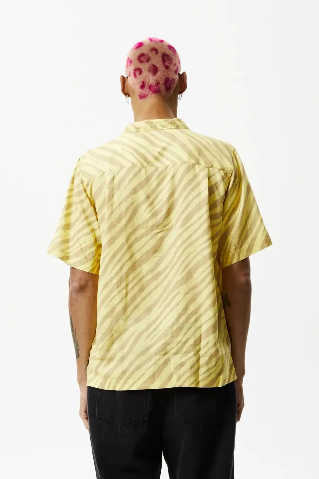 AFENDS atmosphere hemp cuban short sleeve- butter stripe