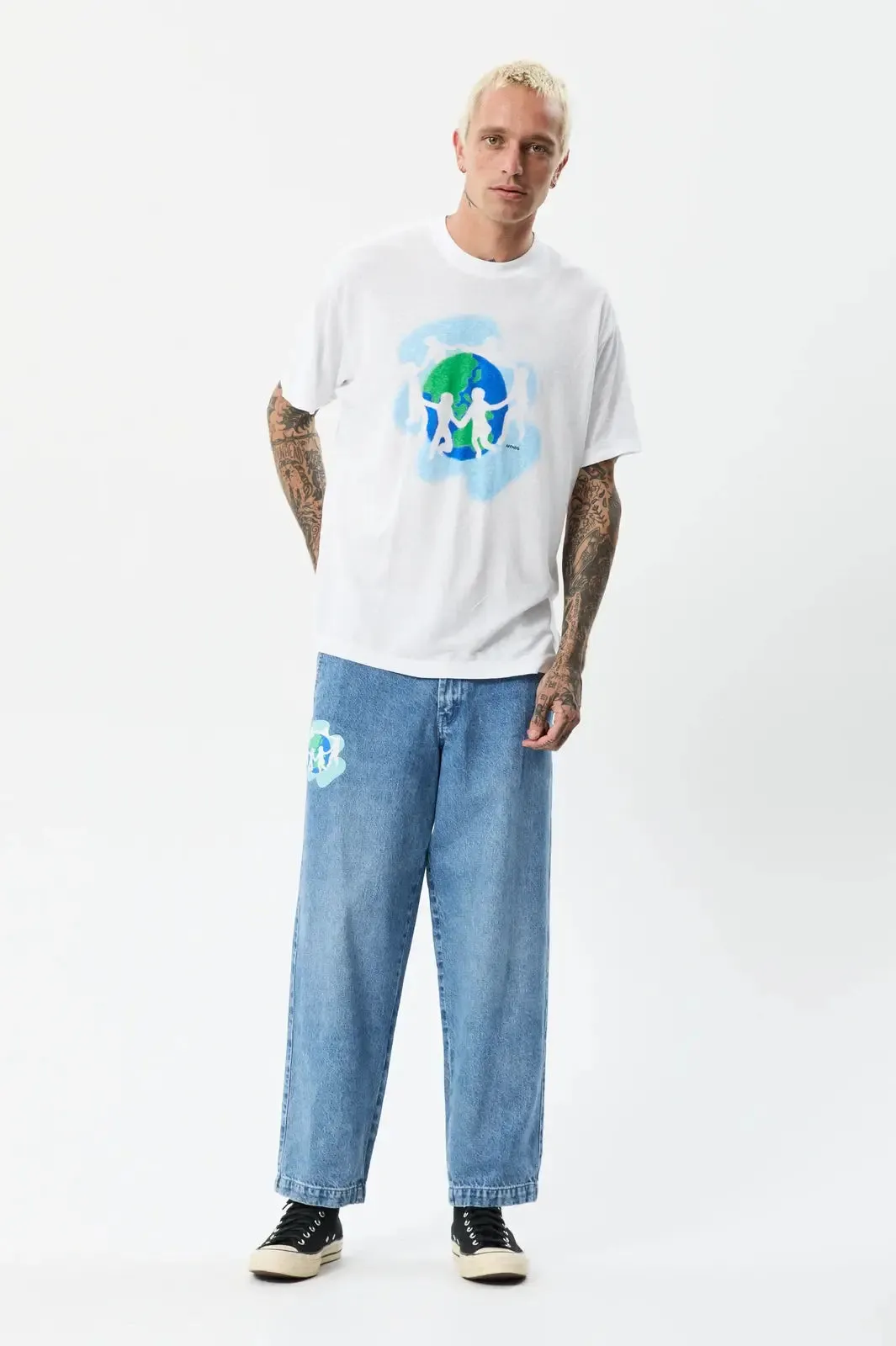 AFENDS cosmic hemp oversized tee - white