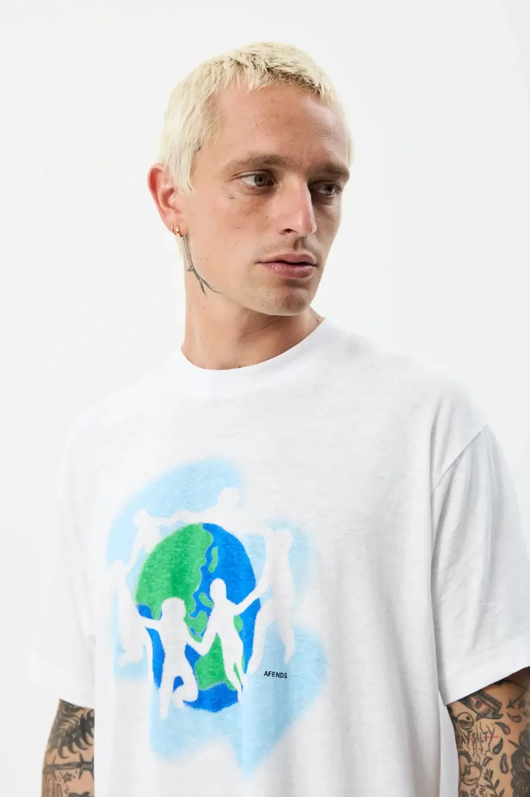 AFENDS cosmic hemp oversized tee - white