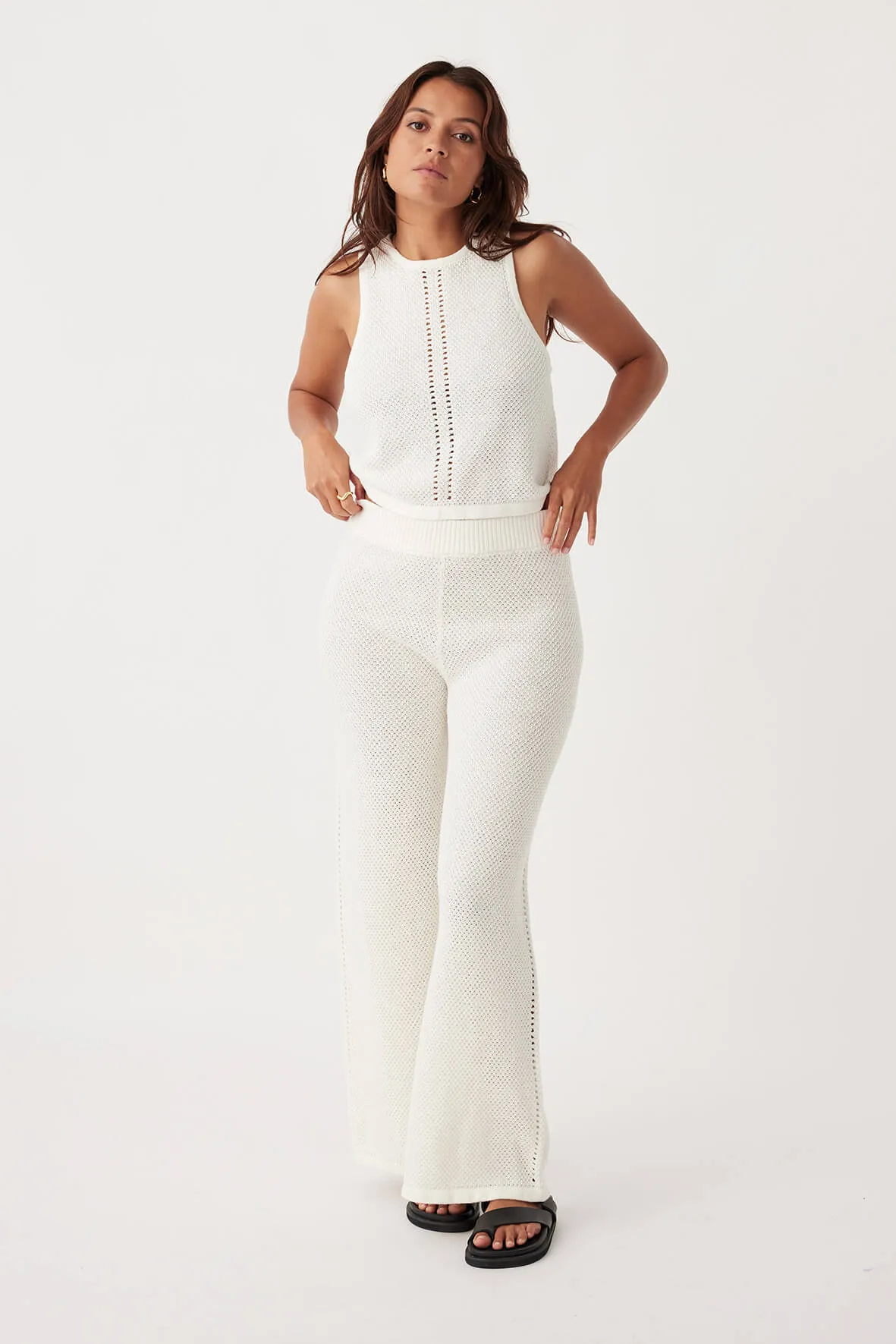 ARCAA Sloane Organic Cotton Linen Wide-Leg Pant - Cream