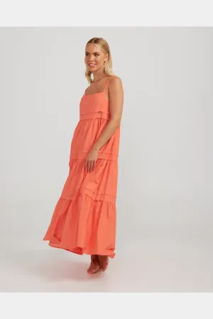 CHARLIE HOLIDAY  Esme Coral Strappy Maxi Dress