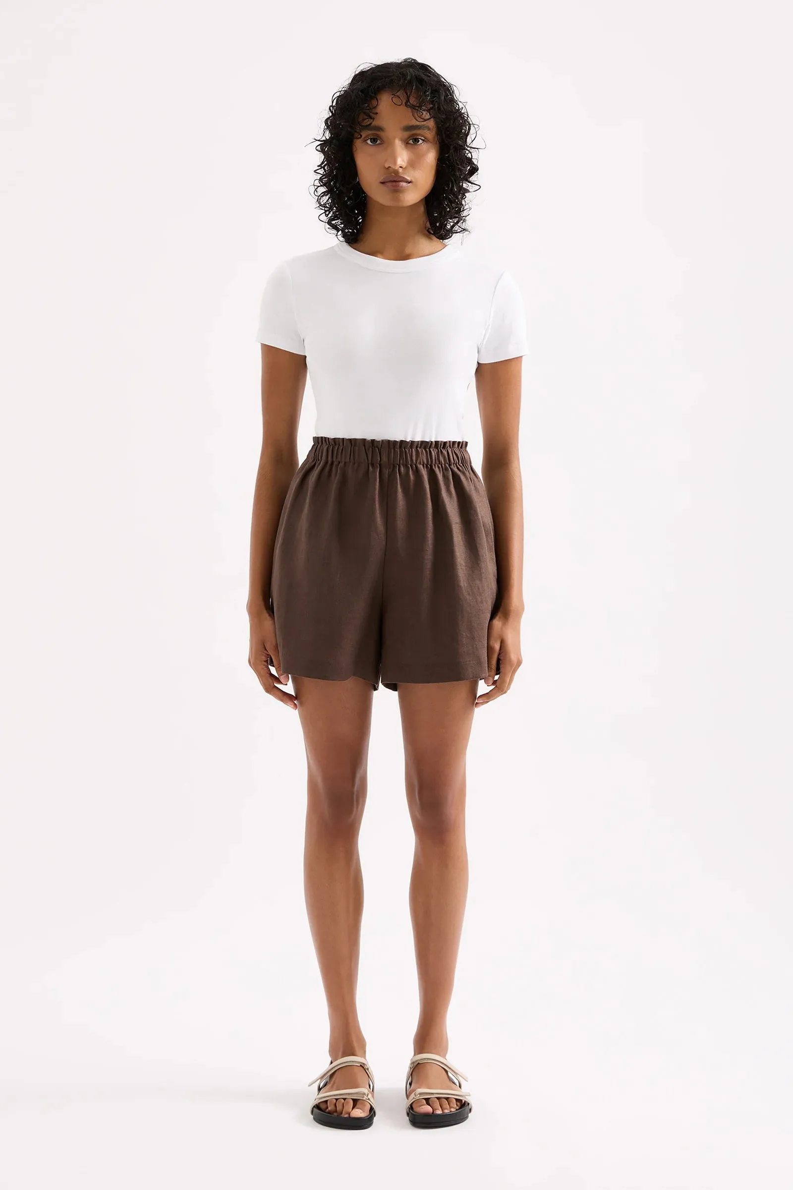 NUDE LUCY Ingrid linen short - Clove