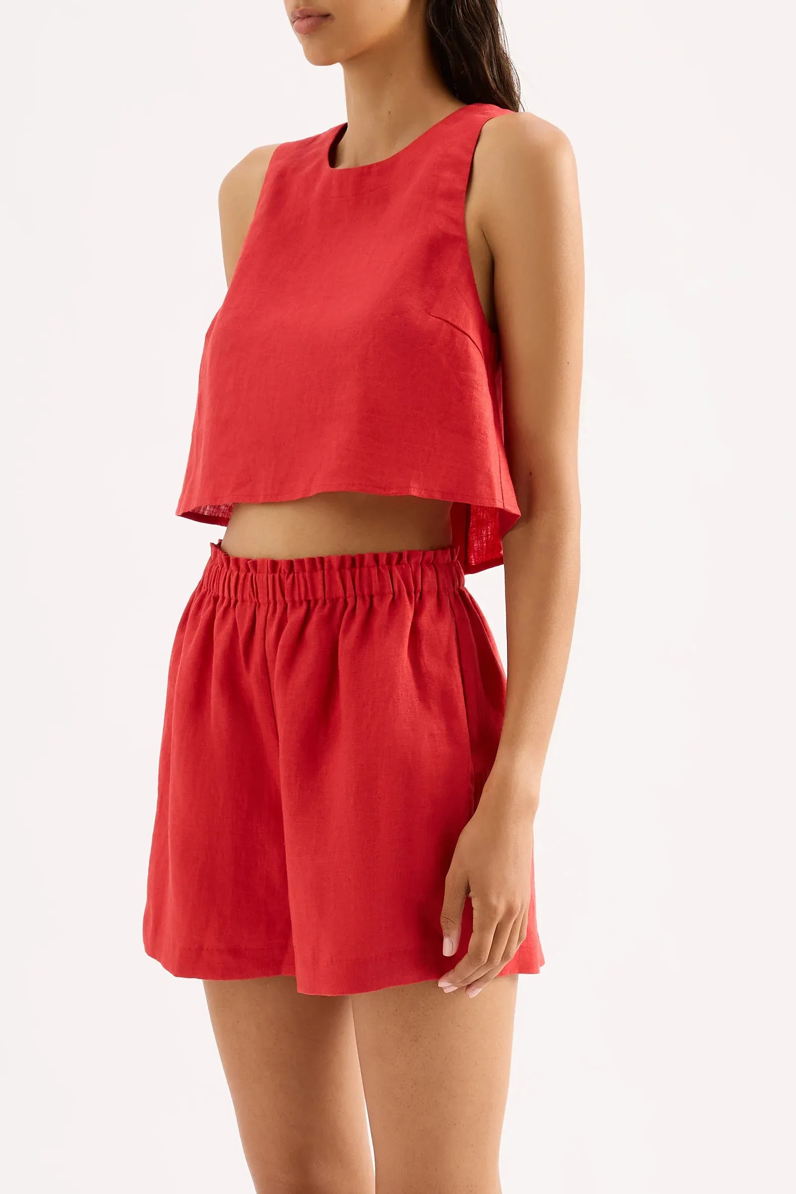 NUDE LUCY  Ingrid Linen Top - Chilli