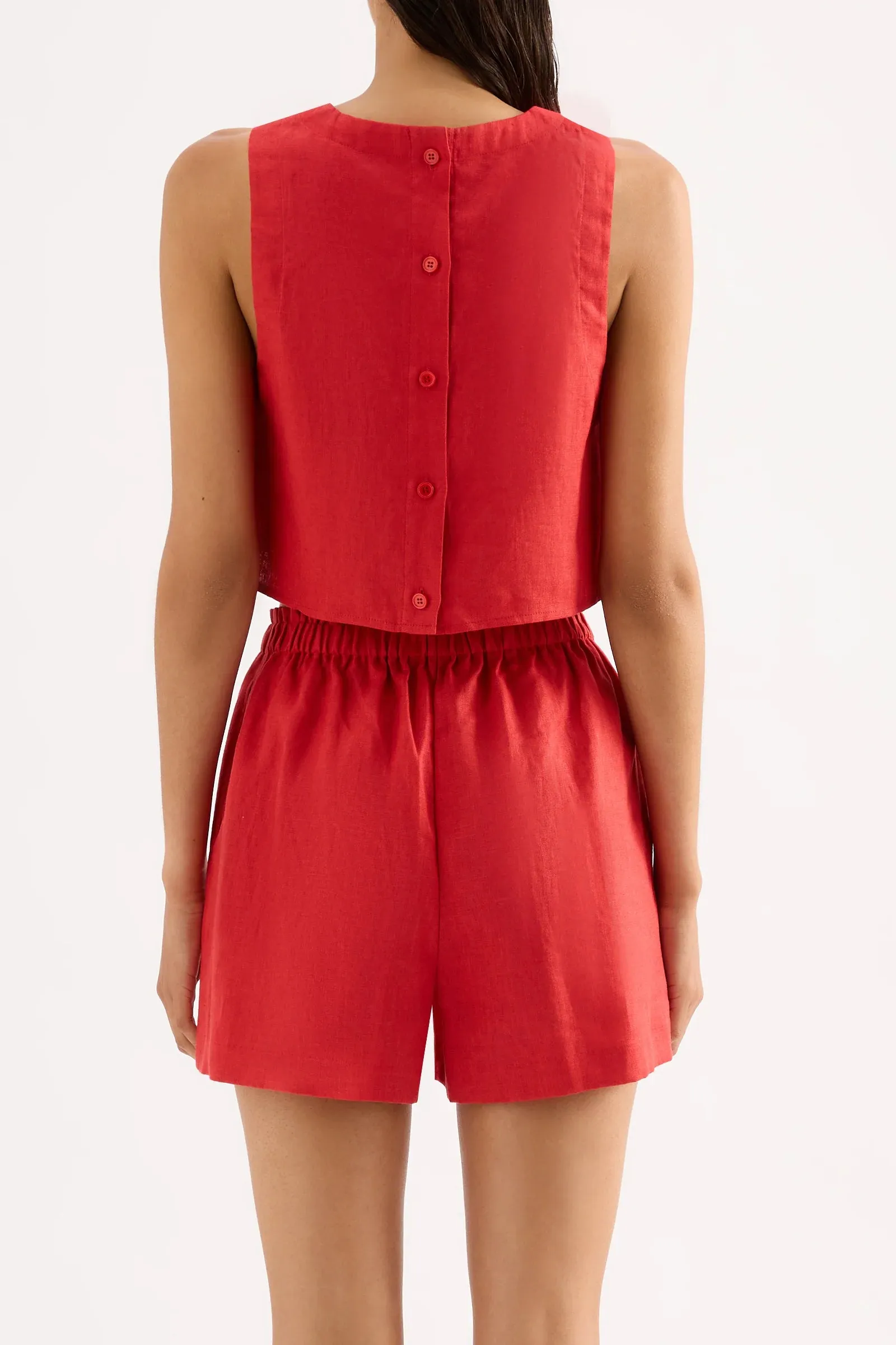 NUDE LUCY  Ingrid Linen Top - Chilli