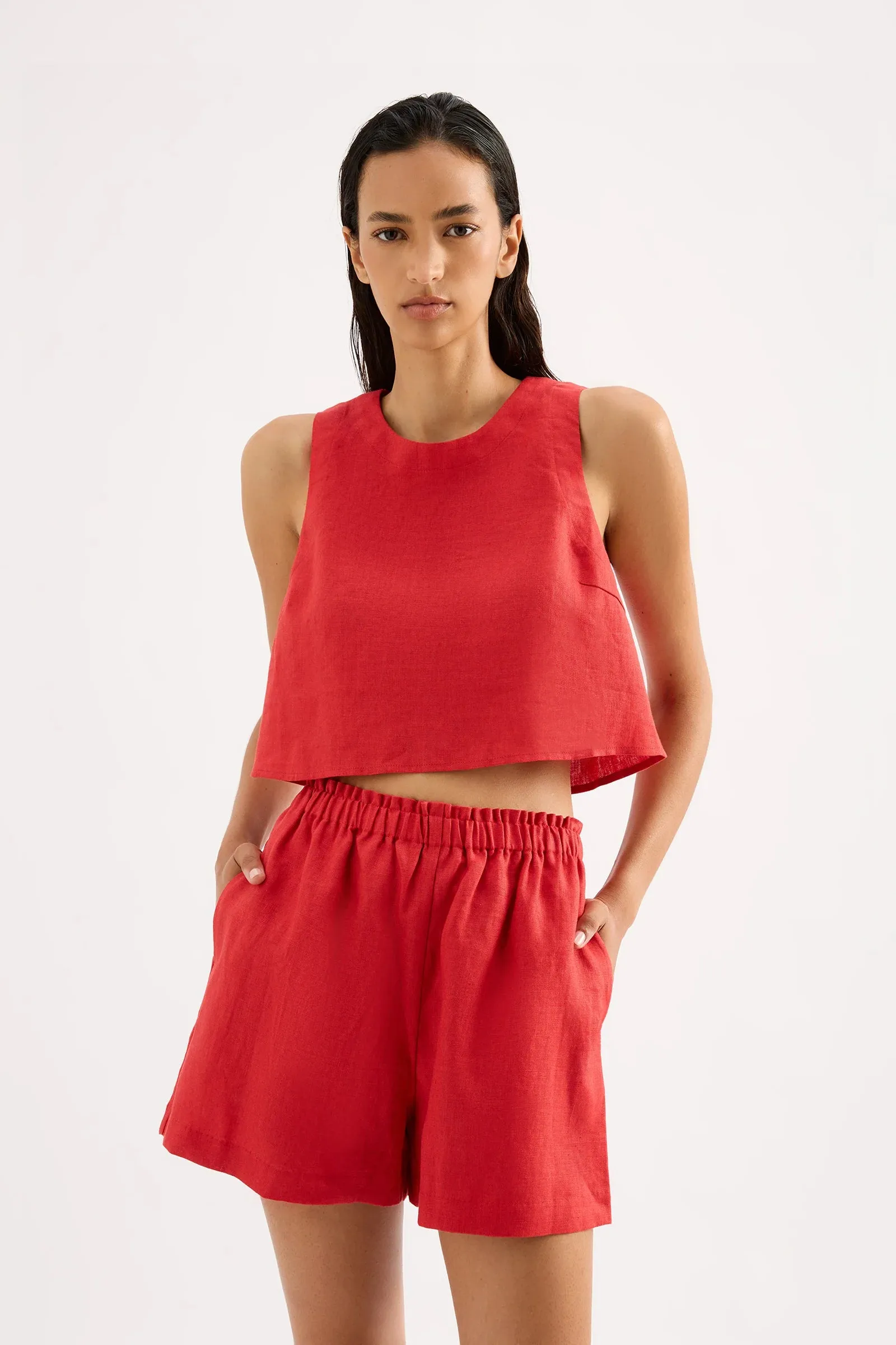NUDE LUCY  Ingrid Linen Top - Chilli