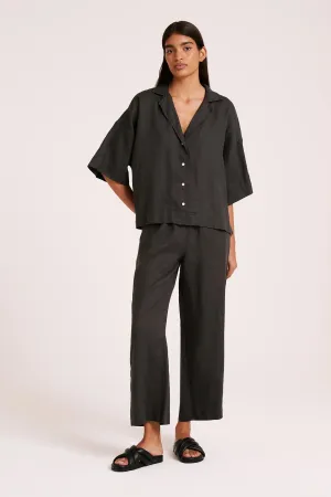 NUDE LUCY linen lounge crop pant - coal