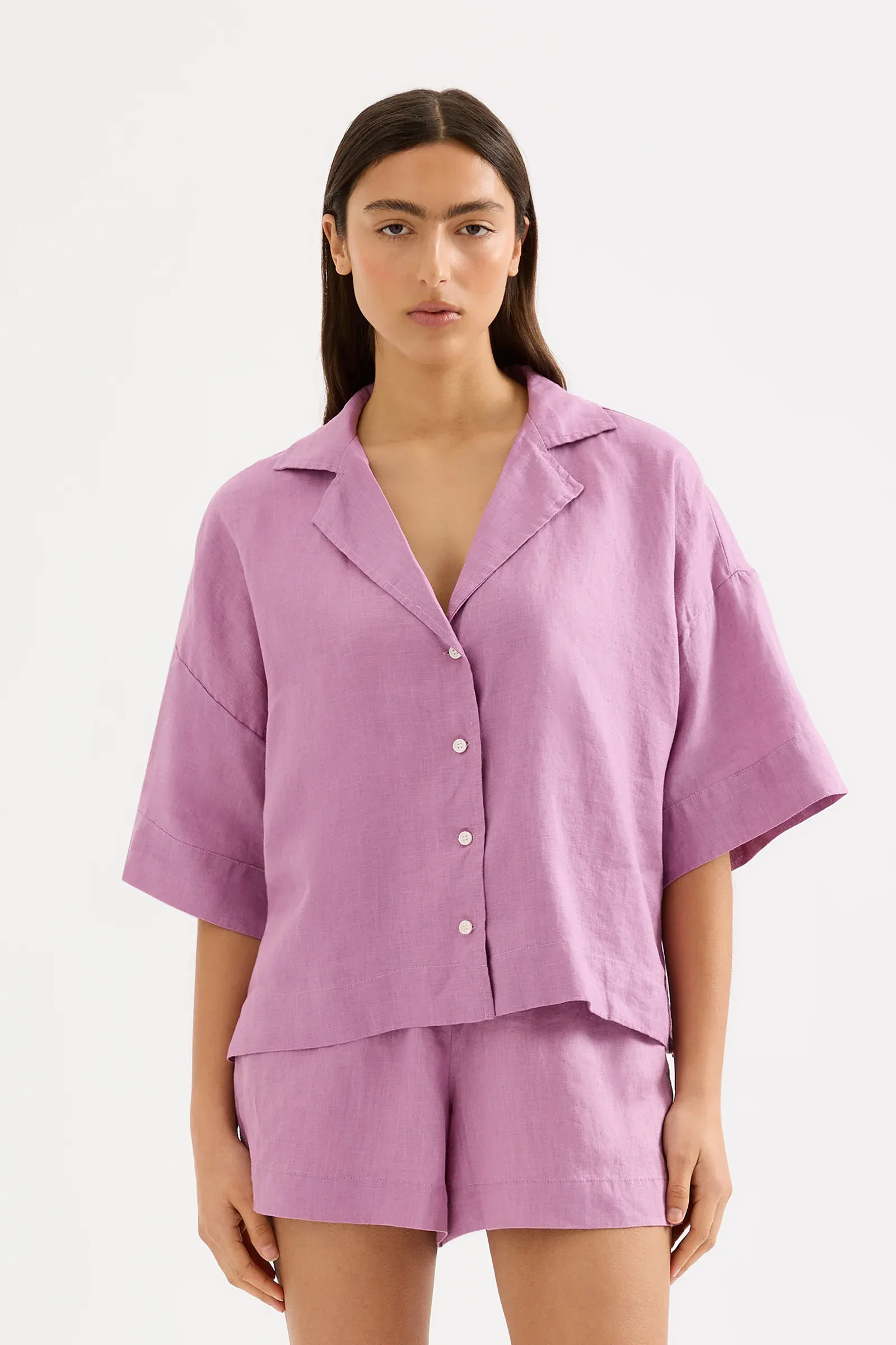 NUDE LUCY Lounge linen shirt - Grape