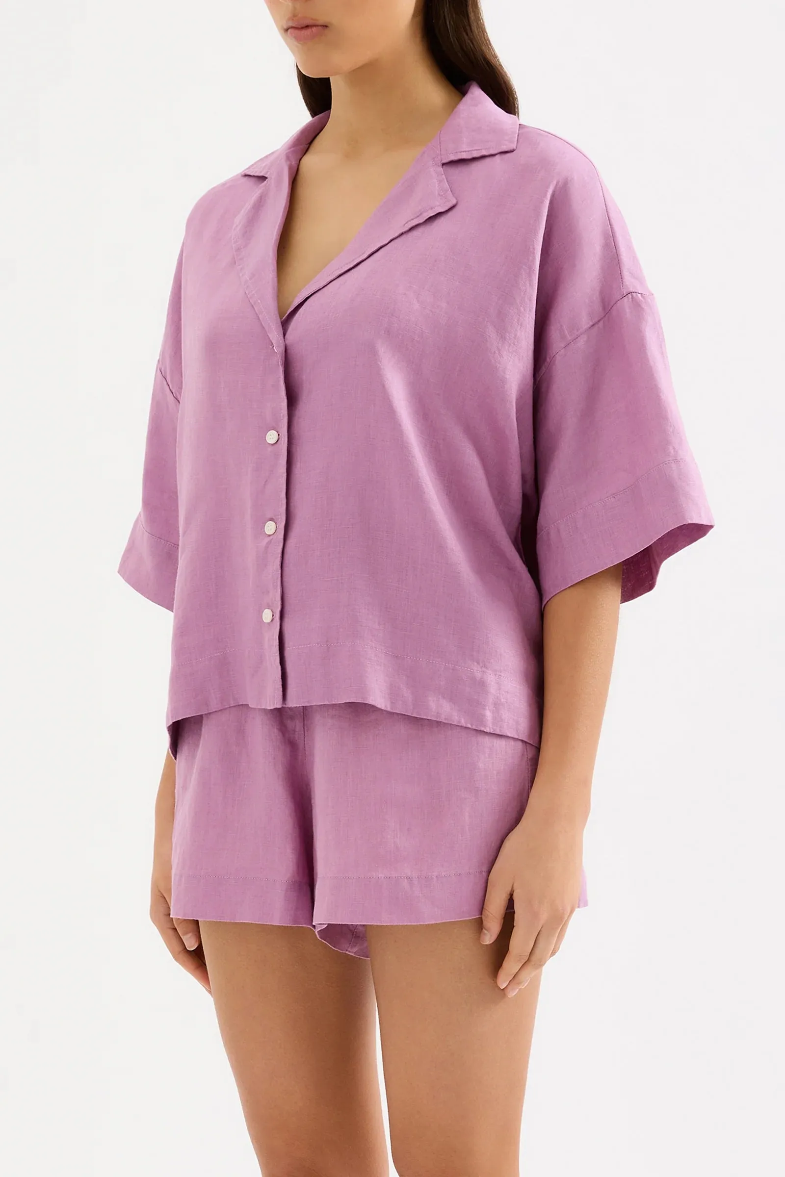 NUDE LUCY Lounge linen shirt - Grape