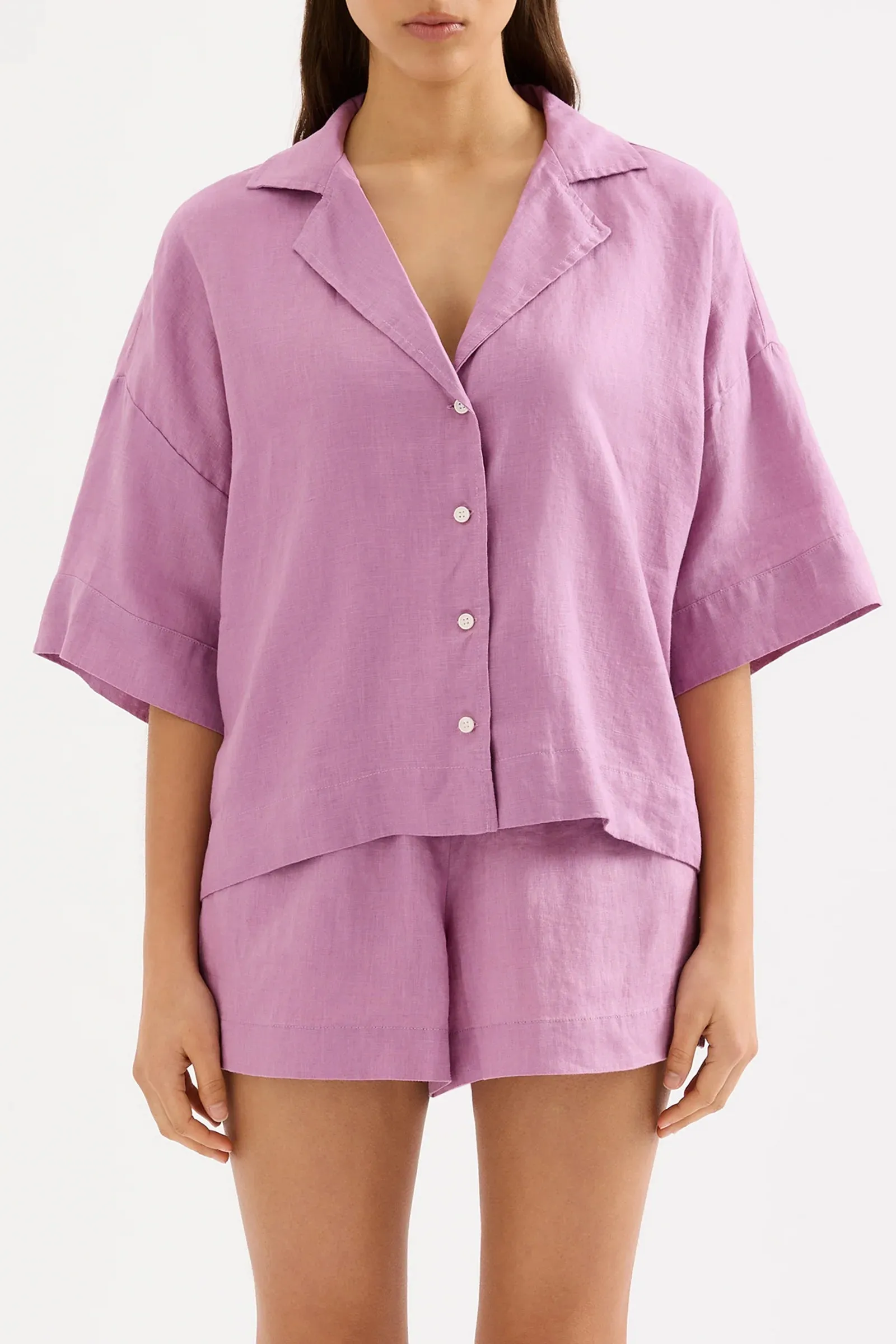 NUDE LUCY Lounge linen shirt - Grape