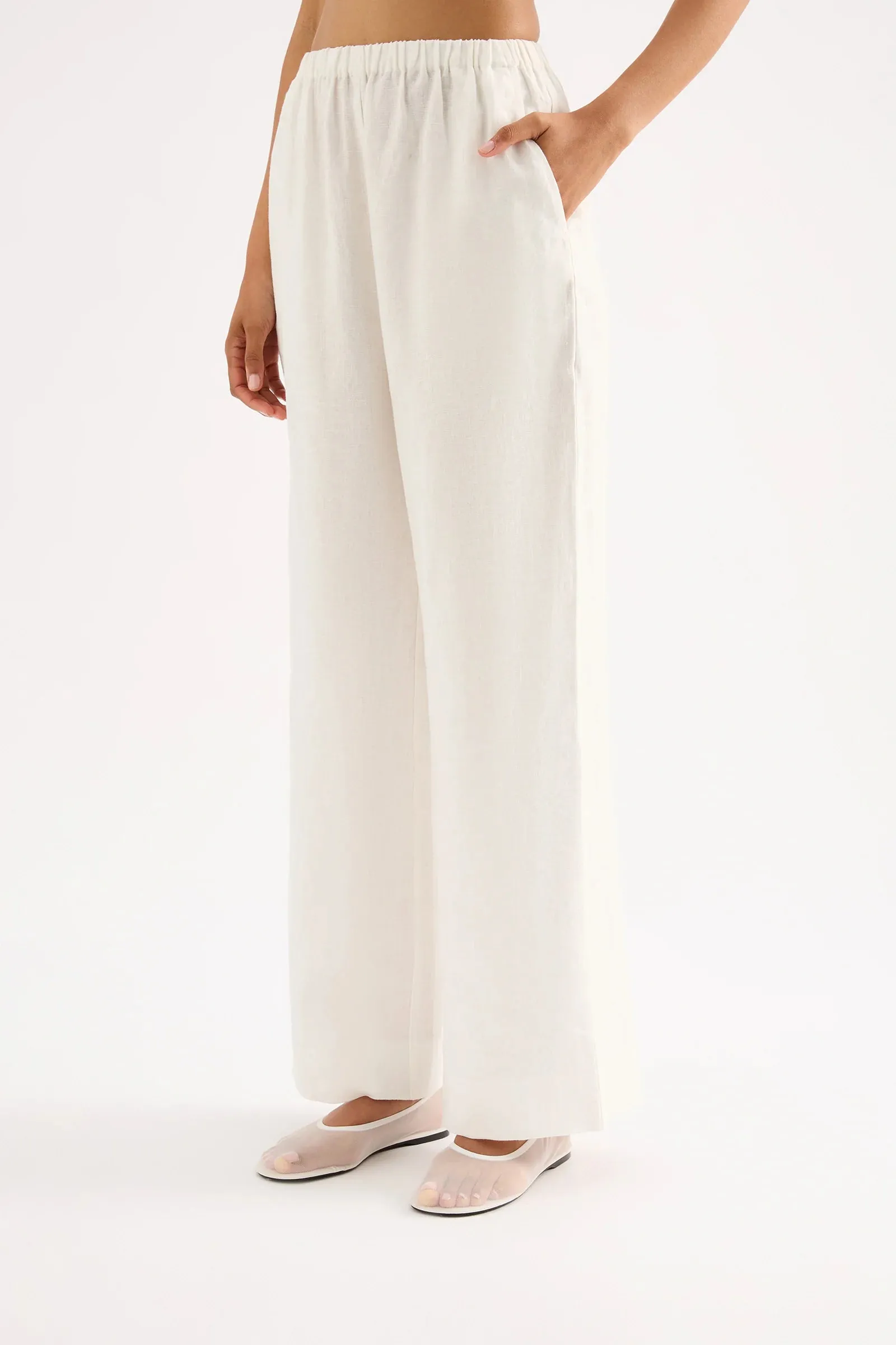 NUDE LUCY Marnie Linen Pant White
