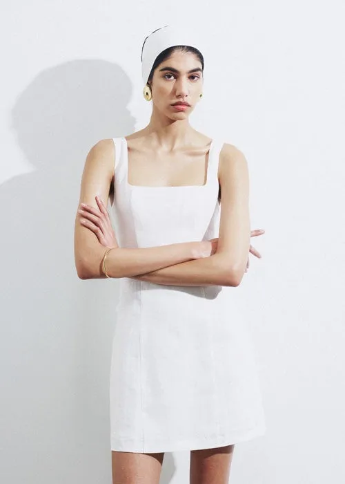 NUDE LUCY  monroe linen mini dress - white