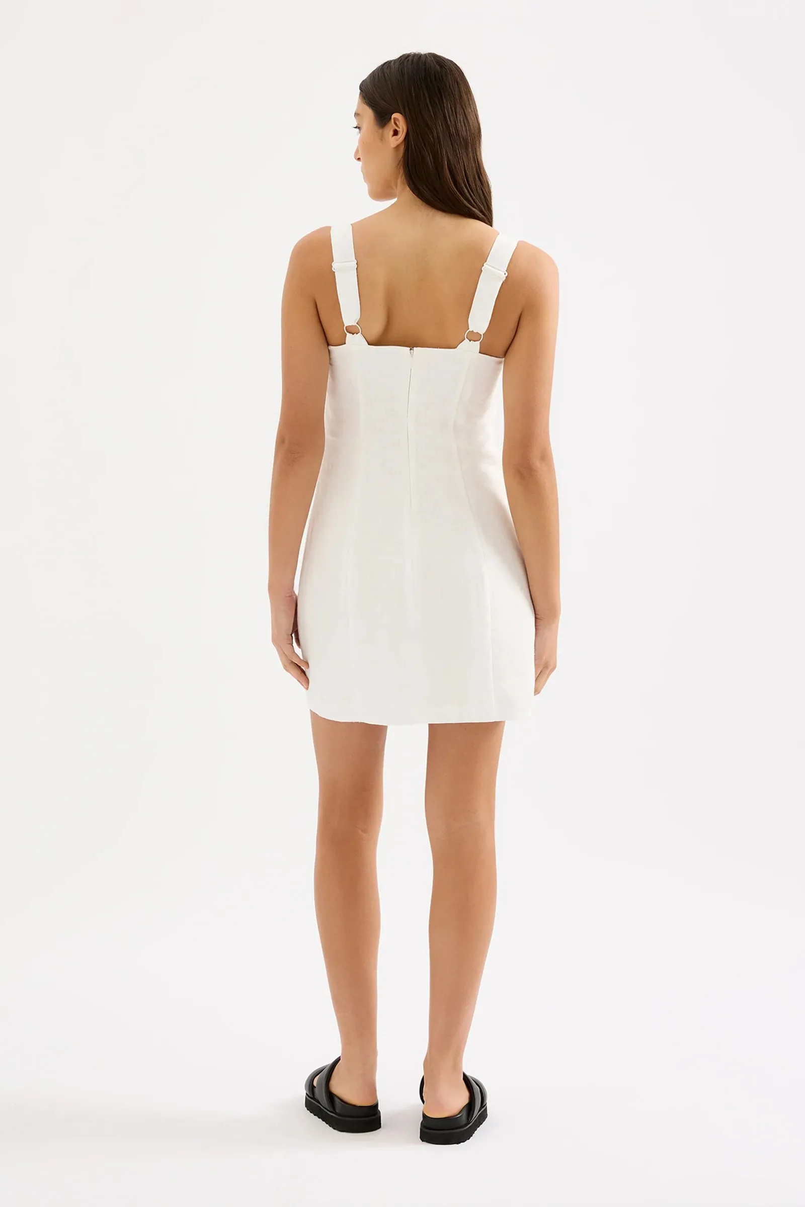 NUDE LUCY  monroe linen mini dress - white