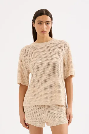 NUDE LUCY sawyer crochet tee - cream