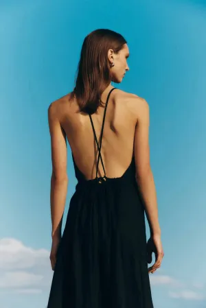 NUDE LUCY Ziba linen maxi dress - Black