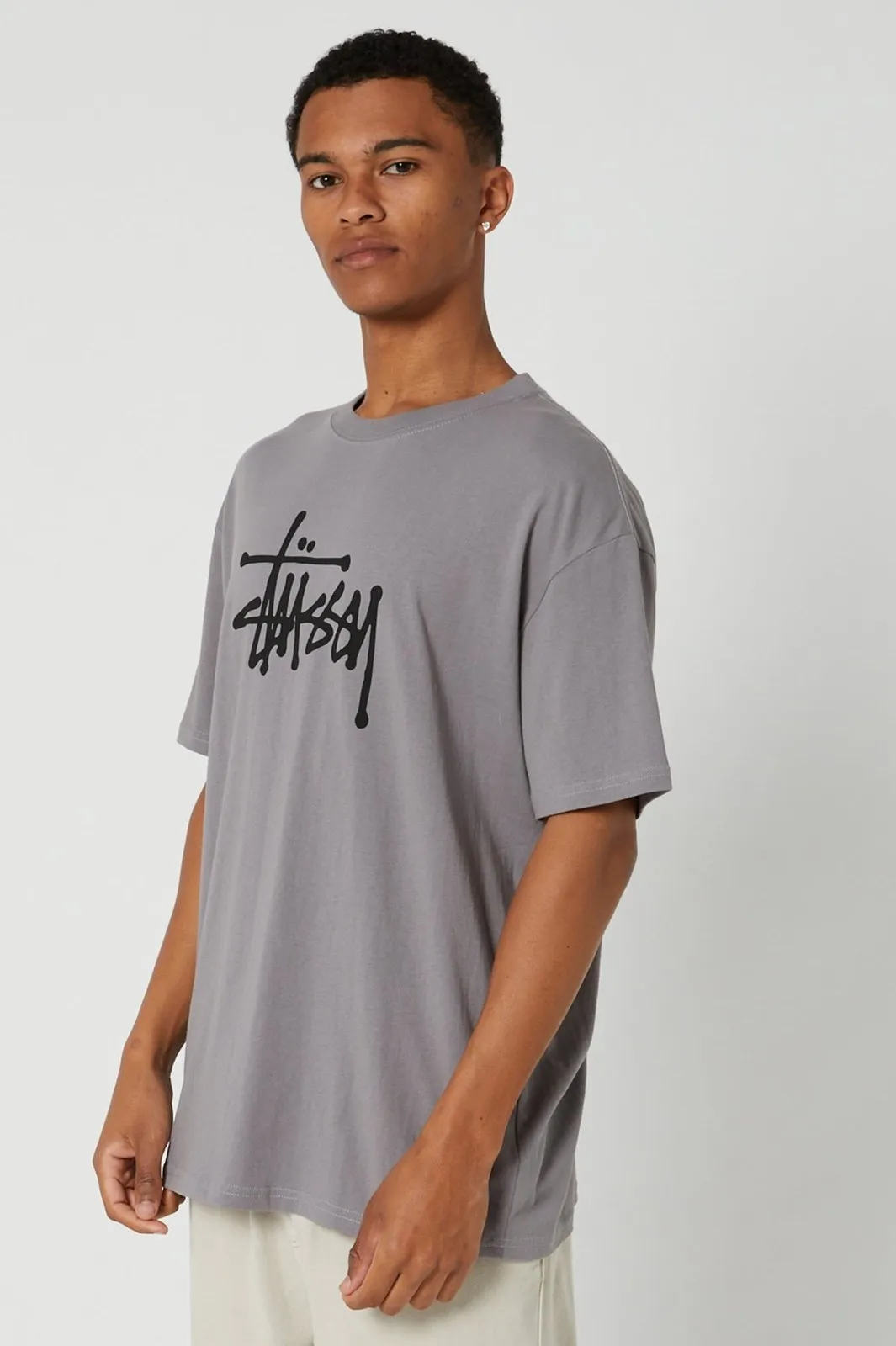 STUSSY - stock chest ss tee - grey
