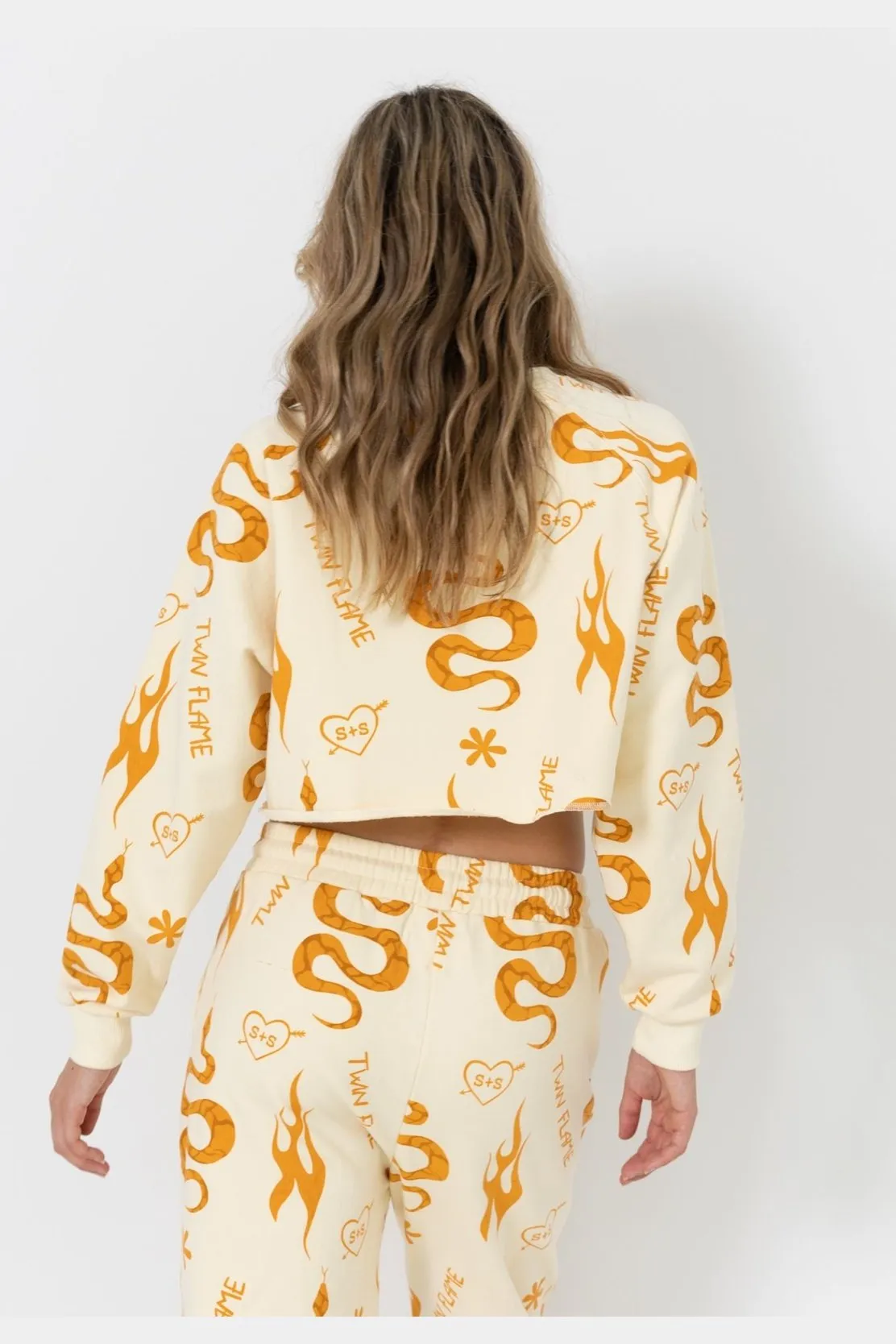 Summi summi cropped fleece raglan rust snake