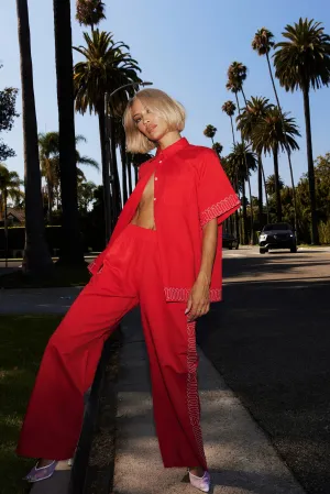 SUMMI SUMMI Sig linen shirt - Scarlet summi
