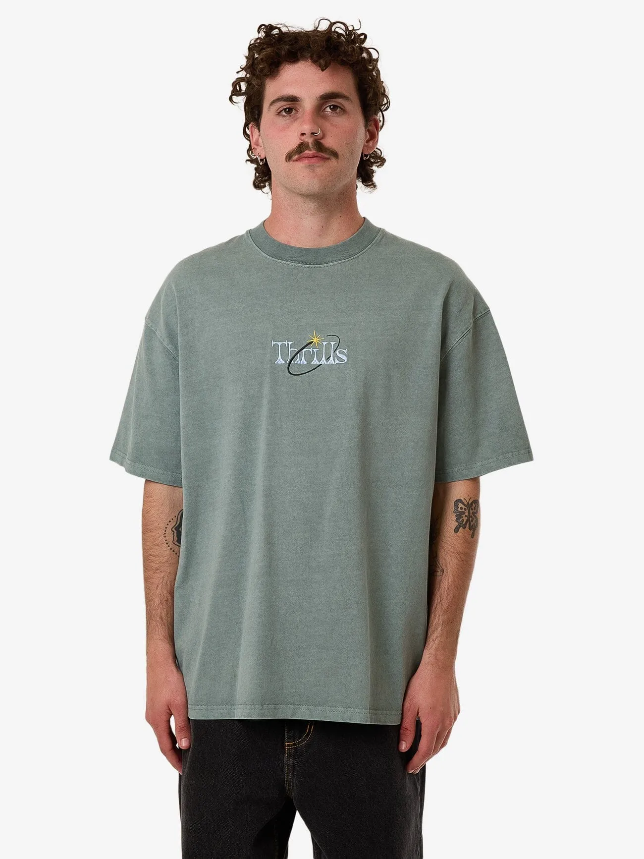 THRILLS  ambient connections box fit oversize tee - chinois green