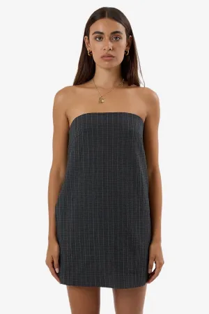 Thrills Colby Strapless Dress - Charcoal Pinstripe