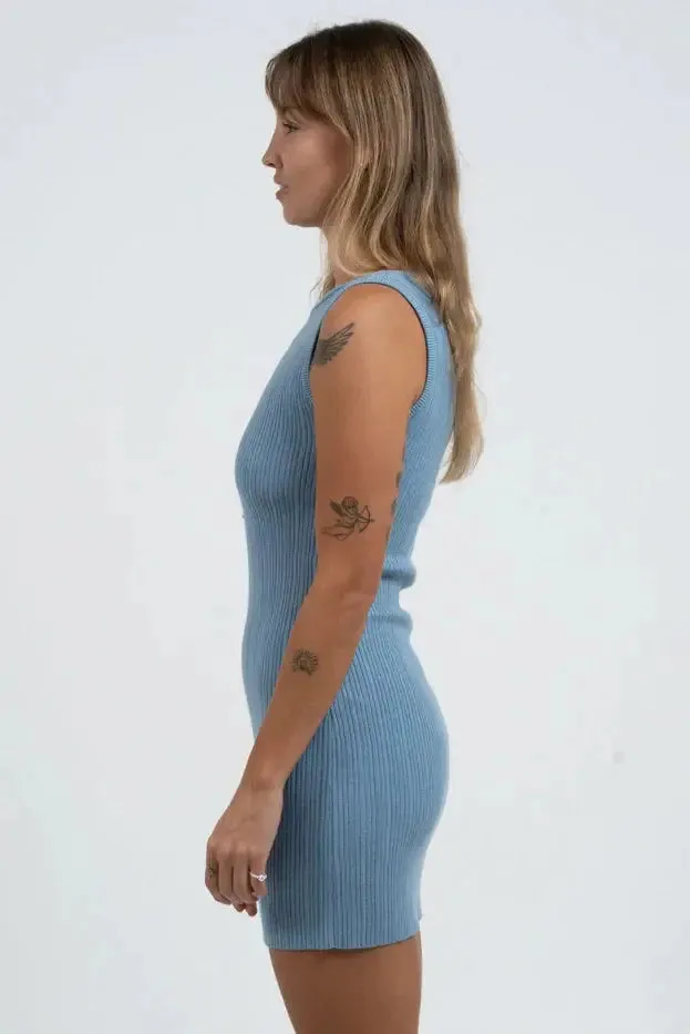 Thrills Split Decision Knit Dress - Allure Blue